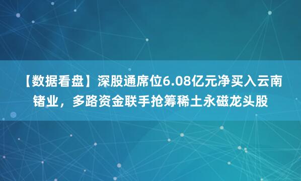 【数据看盘】深股通席位6.08亿元净买入云南锗业，多路资金联手抢筹稀土永磁龙头股