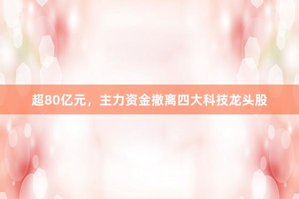 超80亿元，主力资金撤离四大科技龙头股