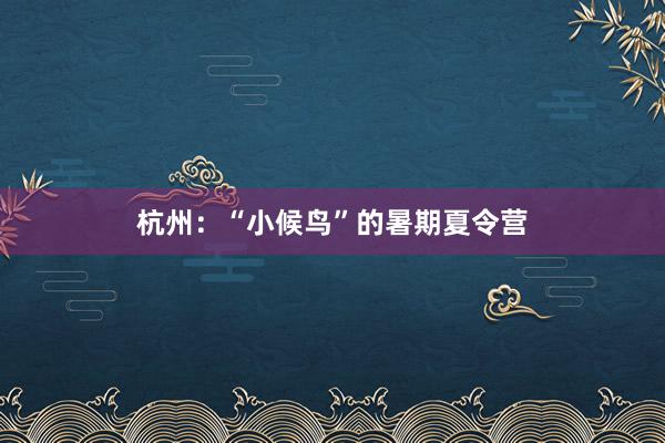 杭州：“小候鸟”的暑期夏令营