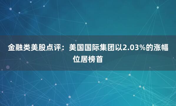 金融类美股点评：美国国际集团以2.03%的涨幅位居榜首