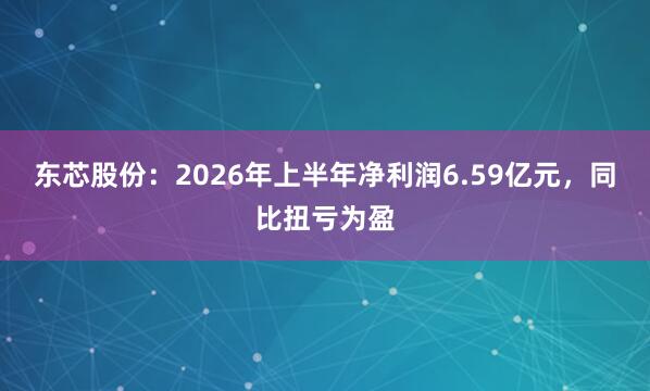 东芯股份：2026年上半年净利润6.59亿元，同比扭亏为盈
