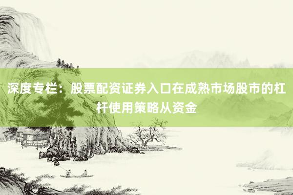 深度专栏：股票配资证券入口在成熟市场股市的杠杆使用策略从资金