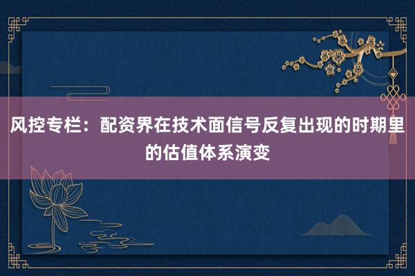 风控专栏：配资界在技术面信号反复出现的时期里的估值体系演变