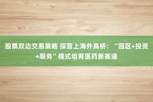 股票双边交易策略 探营上海外高桥：“园区+投资+服务”模式培育医药新赛道