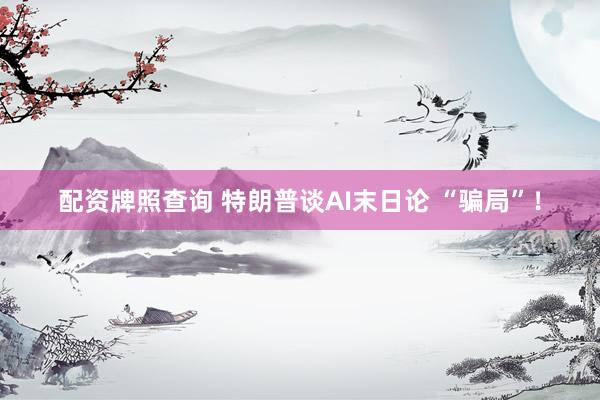 配资牌照查询 特朗普谈AI末日论 “骗局”！